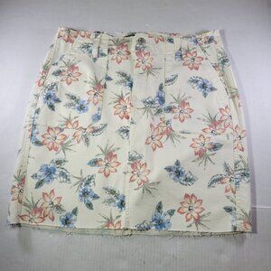 Seven7 Cotton-Blend Paisley Floral Frayed Hem Demin Utility Skirt Size 8